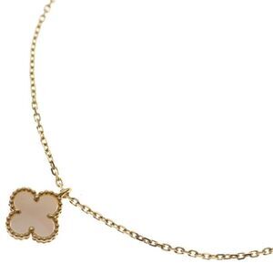 Van Cleef & Arpels Sweet Alhambra Mother Of Pearl Chain Pendant Necklace Yellow